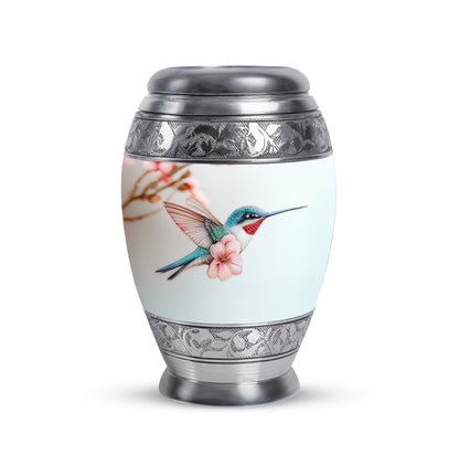 Sublime Hummingbird Cremation Urns for Human Ashes - Silver 10-inch - Yatskia