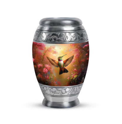 Gold Exquisite Hummingbird Memorial Urn for Ashes - 10-inch, 200 cu in - Yatskia