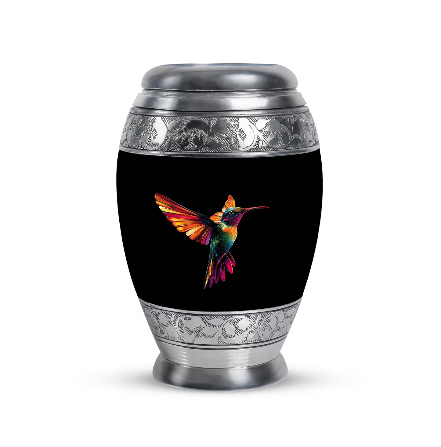 Black Hummingbird Embrace Cremation Urns for Human Ashes - 10-inch, 200 cu in - Yatskia