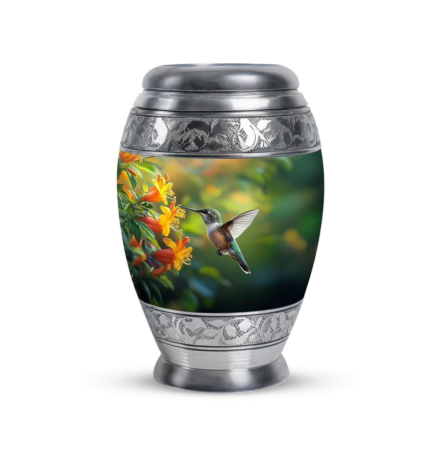 Green Comforting Hummingbird Memorial Urn for Ashes - 10-inch, 200 cu in - Yatskia