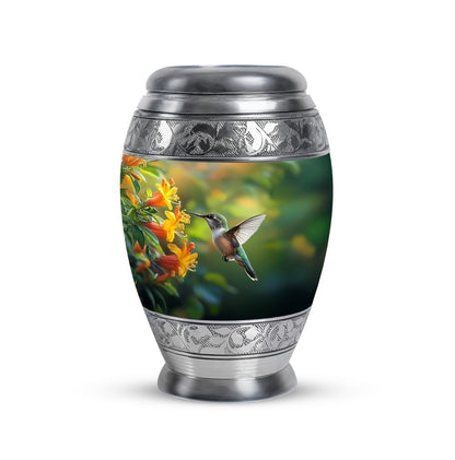 Green Comforting Hummingbird Memorial Urn for Ashes - 10-inch, 200 cu in - Yatskia