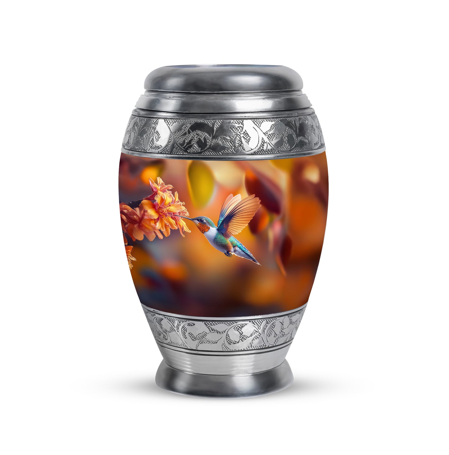 Gold Sacred Hummingbird Cremation Urns for Human Ashes - 10-inch, 200 cu in - Yatskia