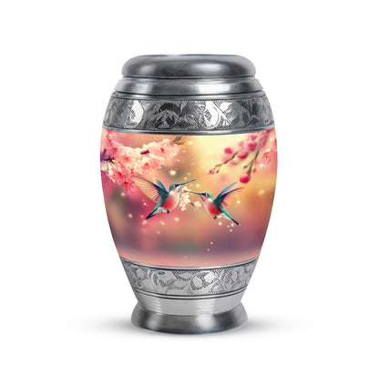Gold Breathtaking Hummingbird Memorial Urn for Ashes - 10-inch, 200 cu in - Yatskia