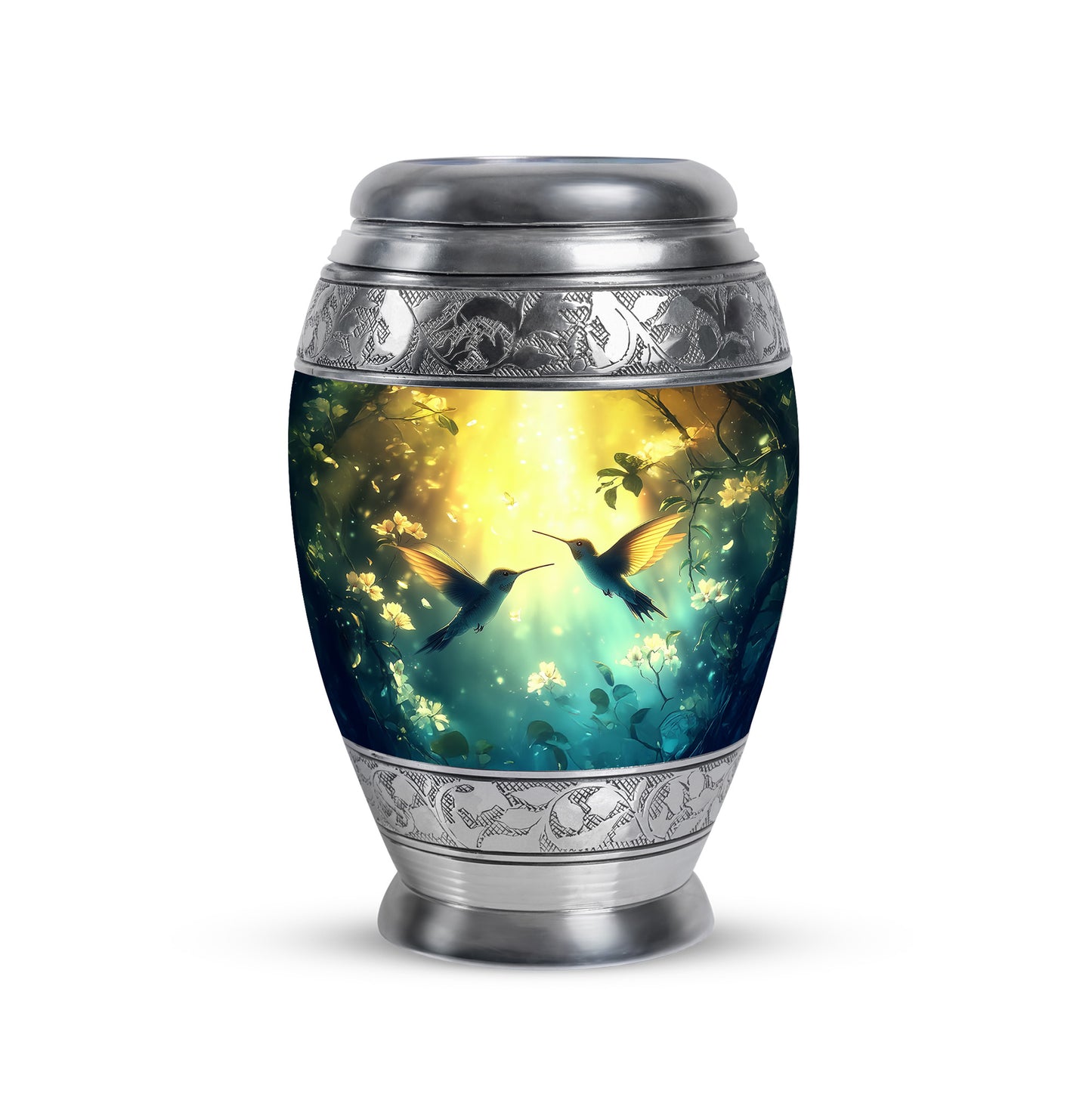 Personalized Hummingbird Cremation Urns - Tranquil Gold 10-inch, 200 cu in - Yatskia