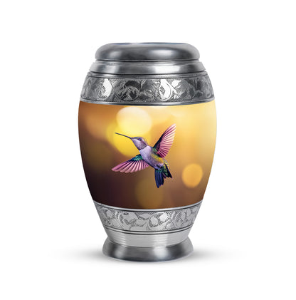 Gold Serene Hummingbird Memorial Urn for Ashes - 10-inch, 200 cu in - Yatskia