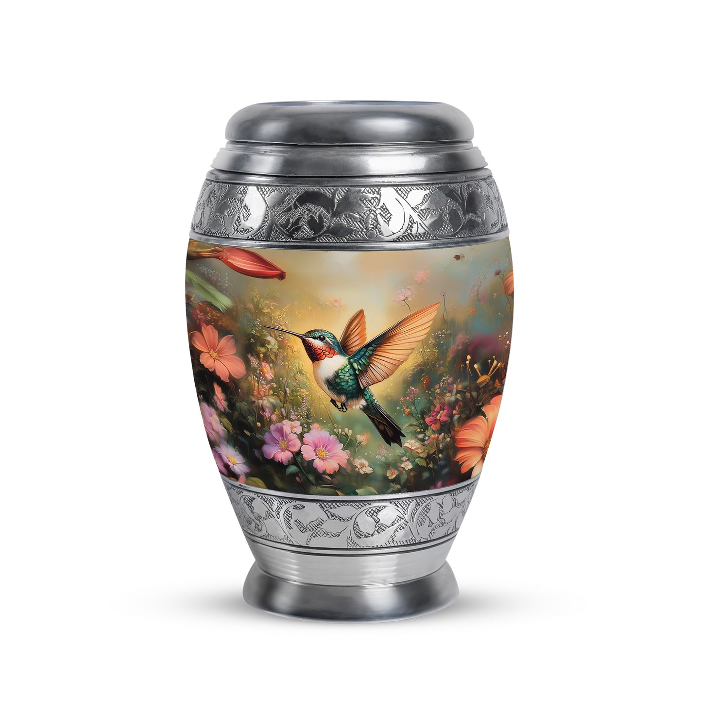 Gold Stately Hummingbird Cremation Urns for Human Ashes - 10-inch, 200 cu in - Yatskia