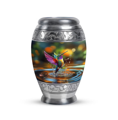 Green Breathtaking Hummingbird Memorial Urn for Ashes - 10-inch, 200 cu in - Yatskia
