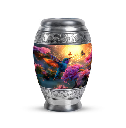 Personalized Gold Heavenly Hummingbird Cremation Urns for Human Ashes - 10-inch, 200 cu in - Yatskia
