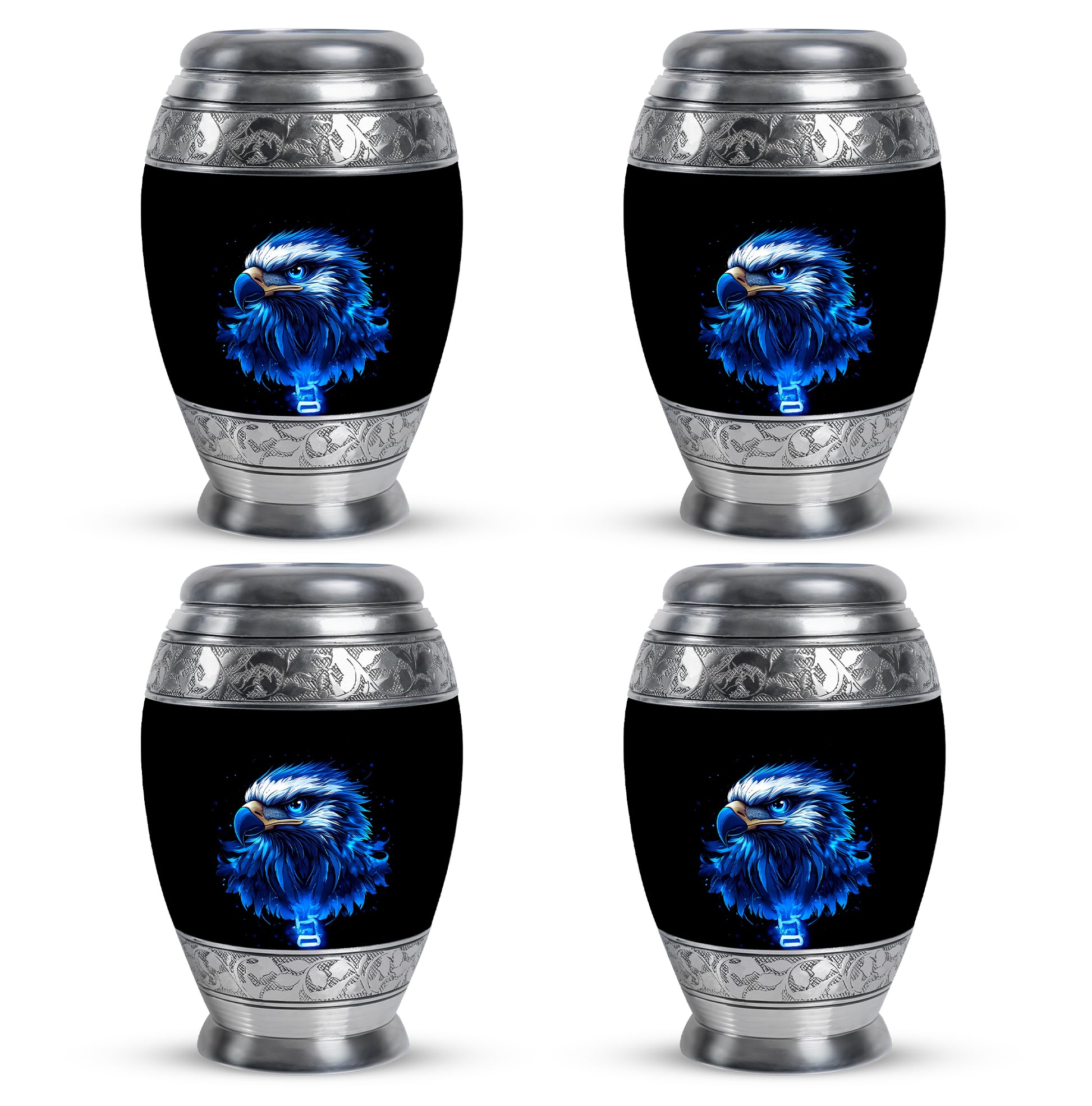 Ebony Eagle Cremation Urn urn with complimentary velvet bag - regal eagle design with crown-inspired accents - 10 inch aluminum urn for cremated remains