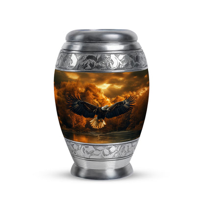 Personalized Gold Eagle Cremation Urns for Ashes - Peaceful 10-inch - Yatskia