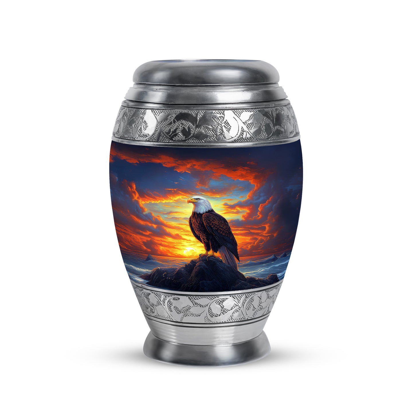 Stunning Blue Eagle Heritage Urn for Human Ashes - 10-inch, 200 cu in - Yatskia