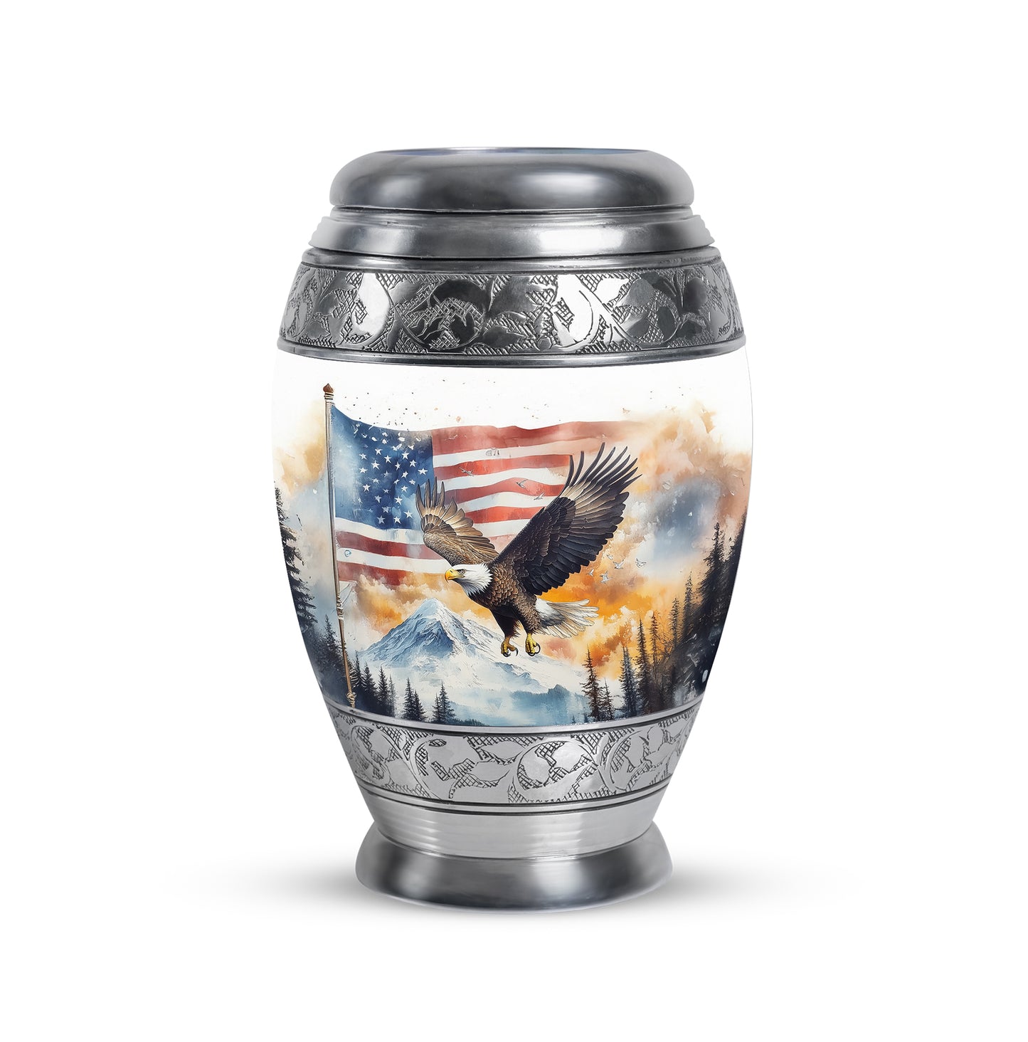 Silver Eagle Sanctuary Cremation Urns for Human Ashes - 10-inch, 200 cu in - Yatskia