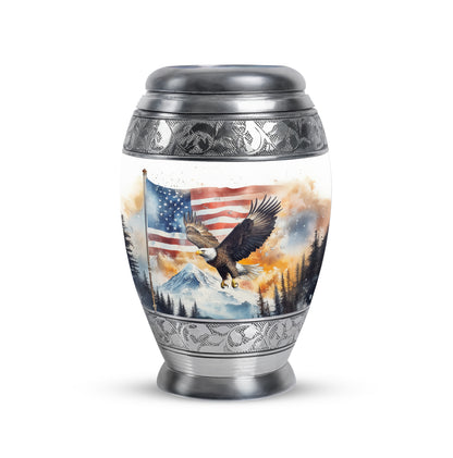 Silver Eagle Sanctuary Cremation Urns for Human Ashes - 10-inch, 200 cu in - Yatskia
