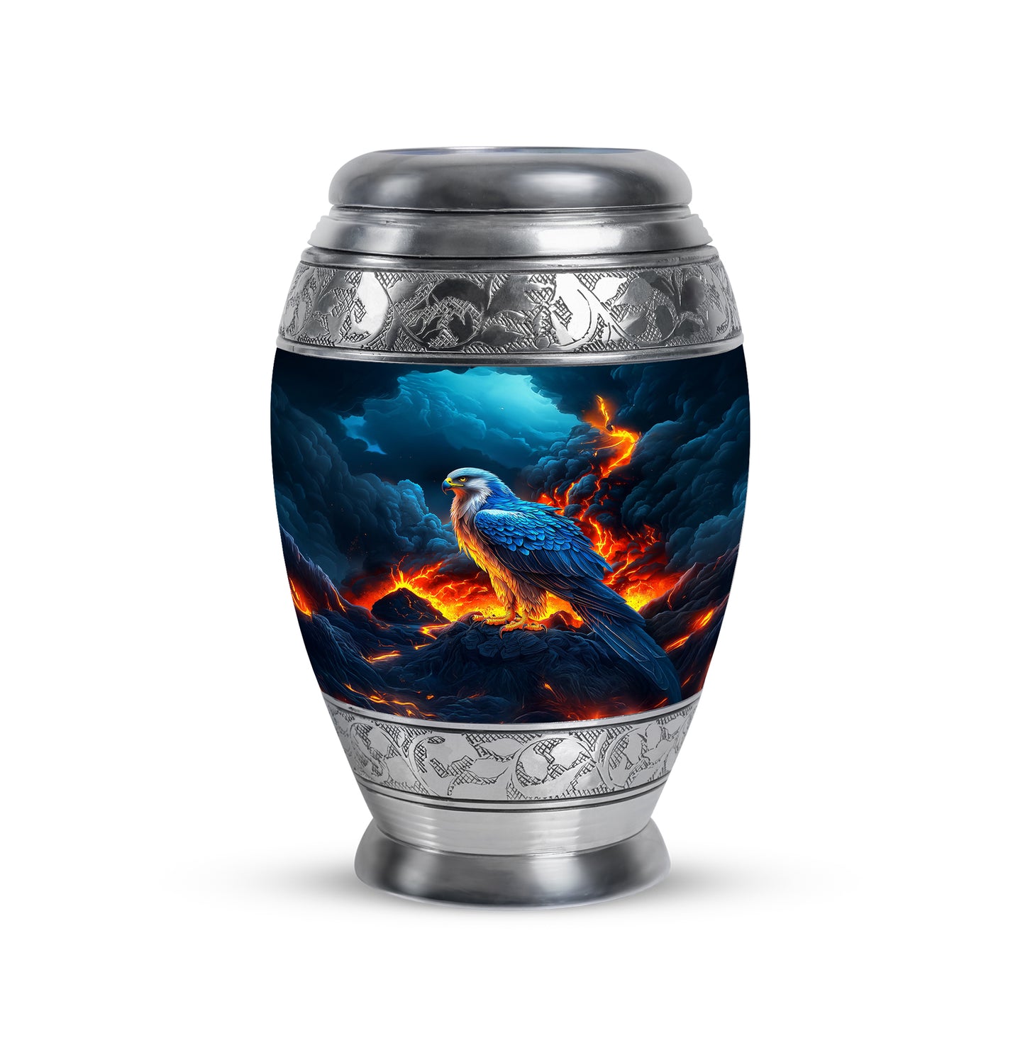 Blue Comforting Eagle Memorial Urn for Ashes - 10-inch, 200 cu in - Yatskia