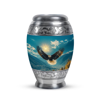 Teal Venerable Eagle Cremation Urns for Human Ashes - 10-inch, 200 cu in - Yatskia