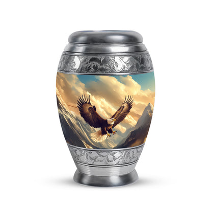 Blue Treasured Eagle Cremation Urns for Human Ashes - 10-inch, 200 cu in - Yatskia