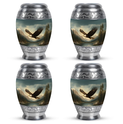 Midnight Black Eagle Cremation Urn urn with complimentary velvet bag - royal eagle engraving with decorative scrollwork - 10 inch aluminum urn for cremated remains