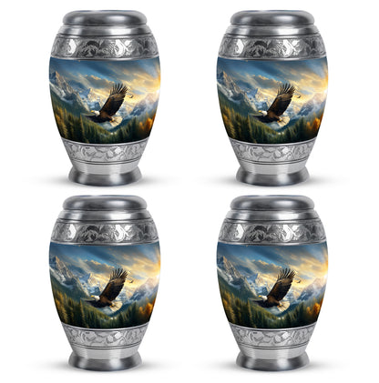 Azure Eagle Cremation Urn urn with complimentary velvet bag - regal eagle design with crown-inspired accents - 10 inch aluminum urn for cremated remains