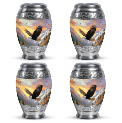 Rose Pink Eagle Cremation Urn urn with complimentary velvet bag - regal eagle design with crown-inspired accents - 10 inch aluminum urn for cremated remains