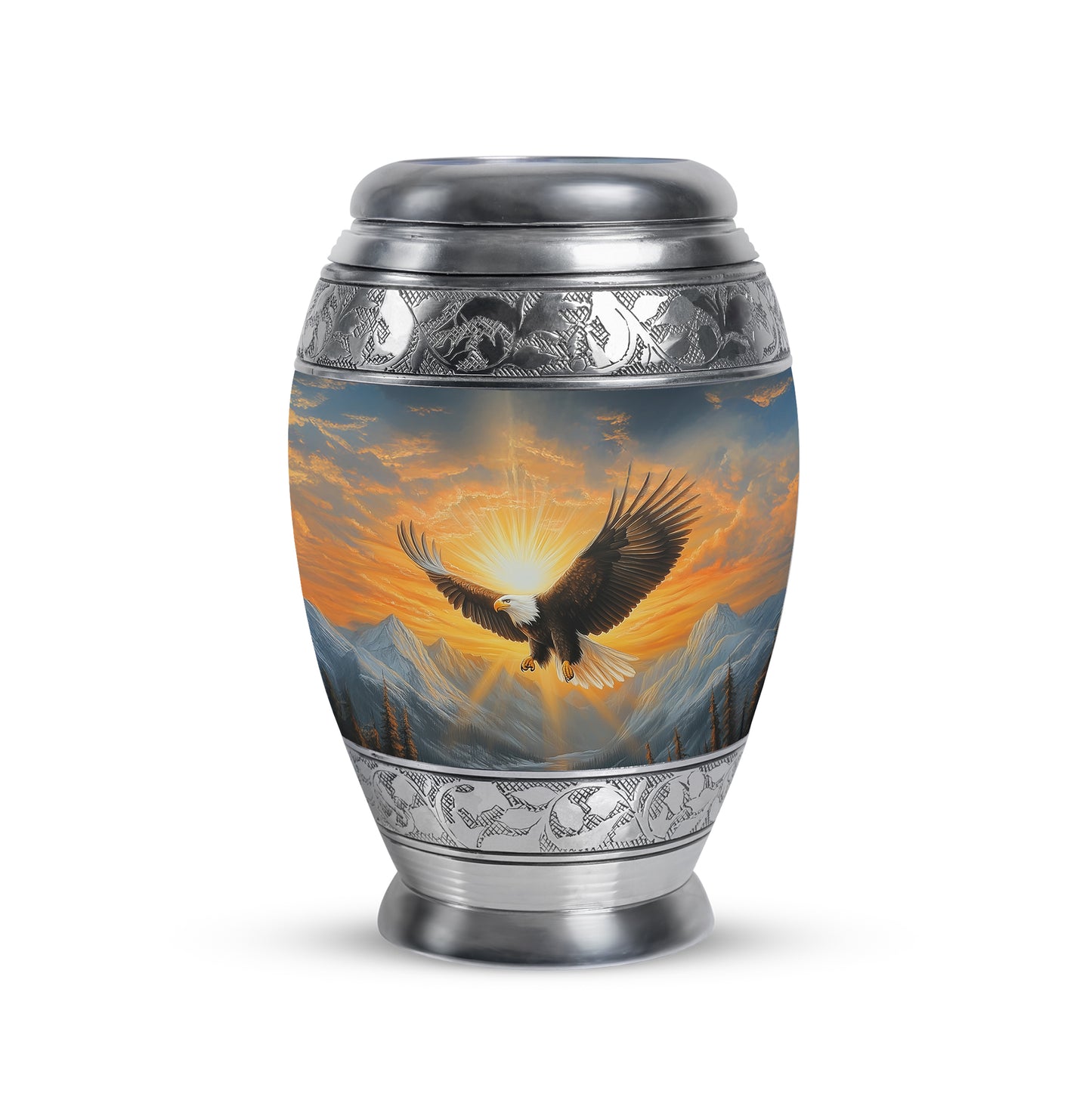 Timeless Blue Eagle Cremation Urn for Ashes - 10-inch, 200 cu in - Yatskia