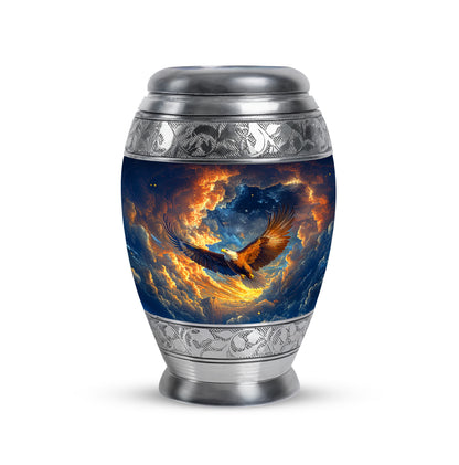 Blue Sacred Eagle Cremation Urns for Human Ashes - 10-inch, 200 cu in - Yatskia