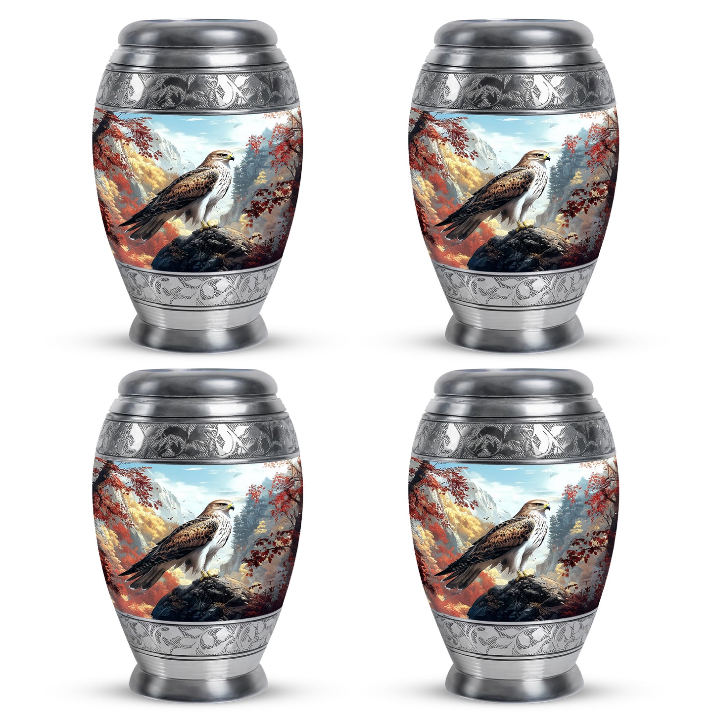 Indigo Eagle Cremation Urn urn with complimentary velvet bag - regal eagle design with crown-inspired accents - 10 inch aluminum urn for cremated remains