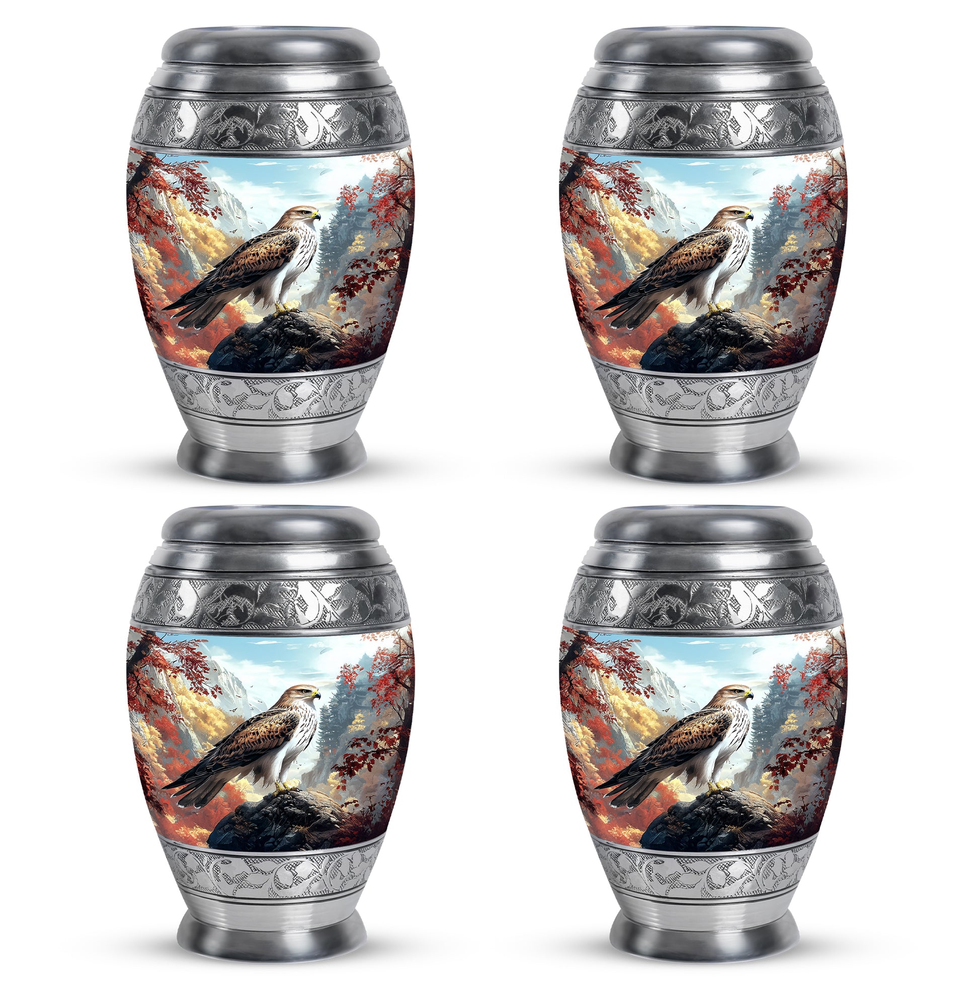 Indigo Eagle Cremation Urn urn with complimentary velvet bag - regal eagle design with crown-inspired accents - 10 inch aluminum urn for cremated remains