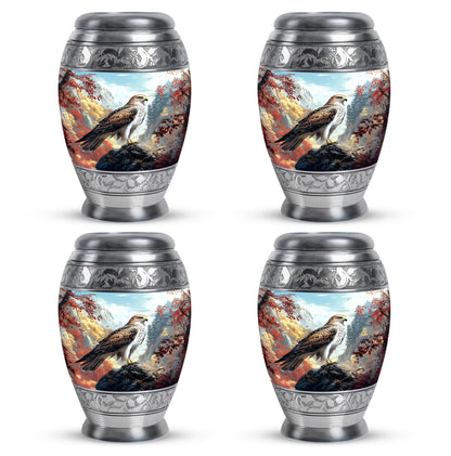 Indigo Eagle Cremation Urn urn with complimentary velvet bag - regal eagle design with crown-inspired accents - 10 inch aluminum urn for cremated remains