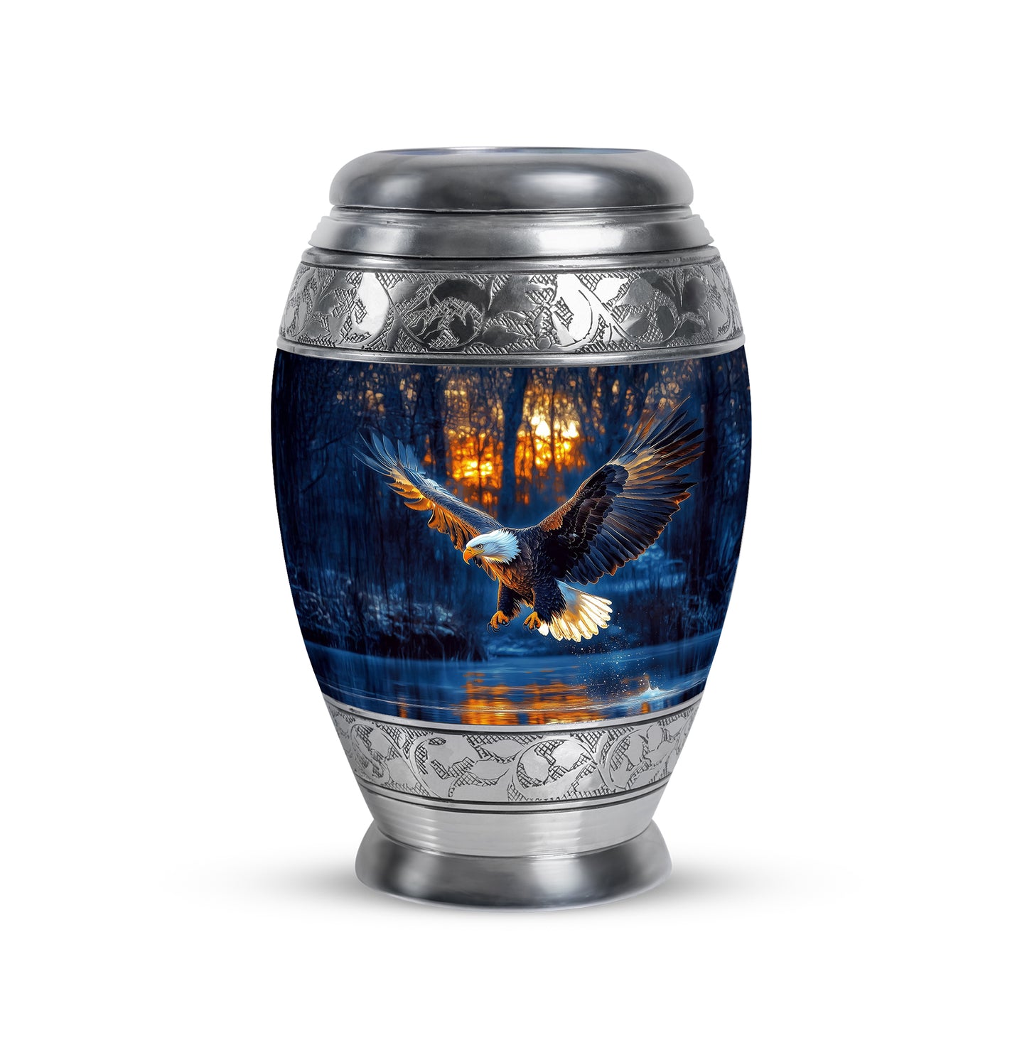 Personalized Eagle Cremation Urns - Wondrous Blue 10-inch, 200 cu in - Yatskia