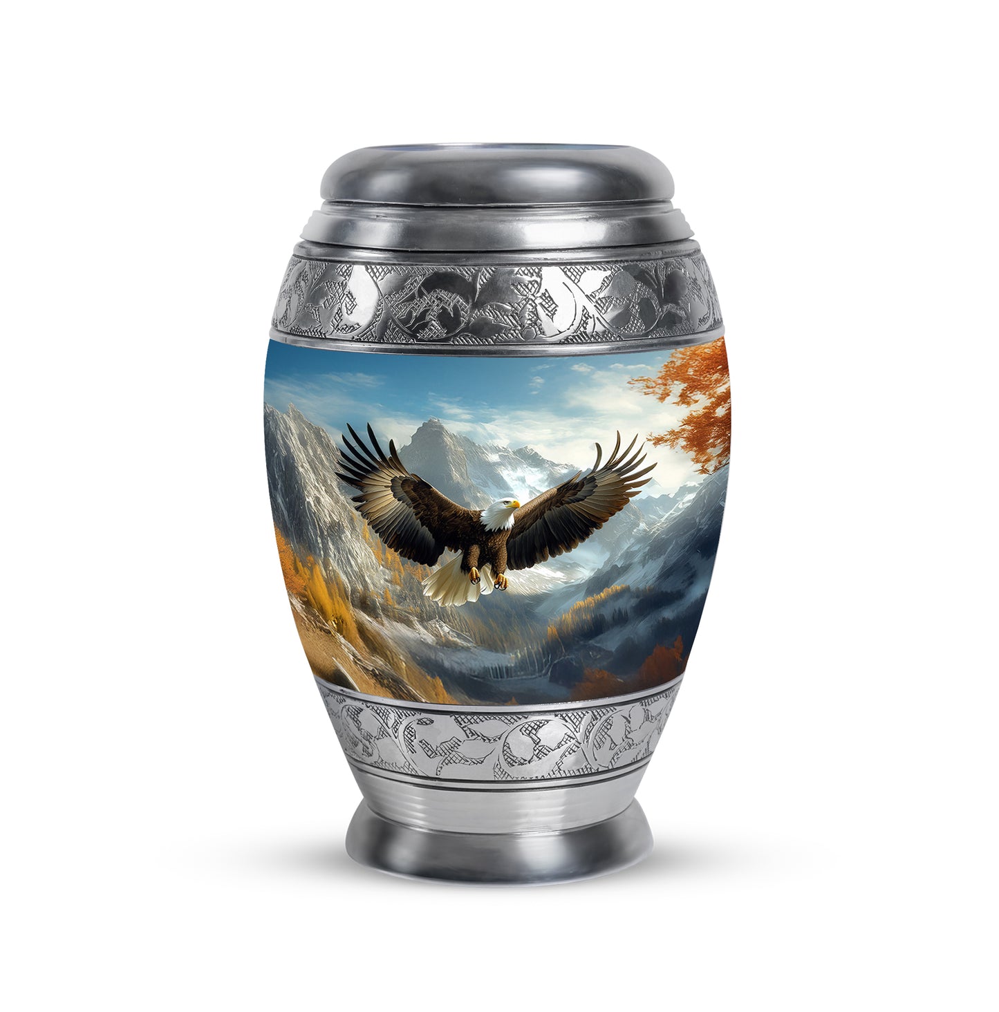 Personalized Blue Revered Eagle Cremation Urns for Human Ashes - 10-inch, 200 cu in - Yatskia