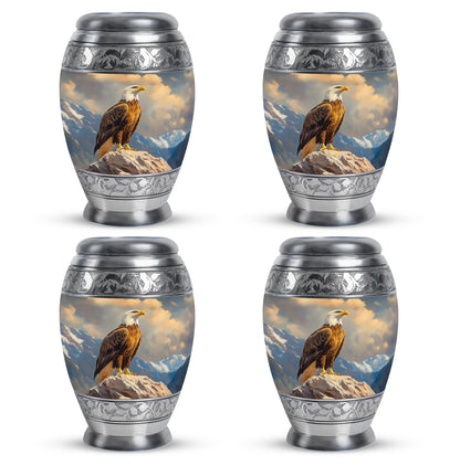 Pastel Blue Eagle Cremation Urn urn with complimentary velvet bag - regal eagle design with crown-inspired accents - 10 inch aluminum urn for cremated remains