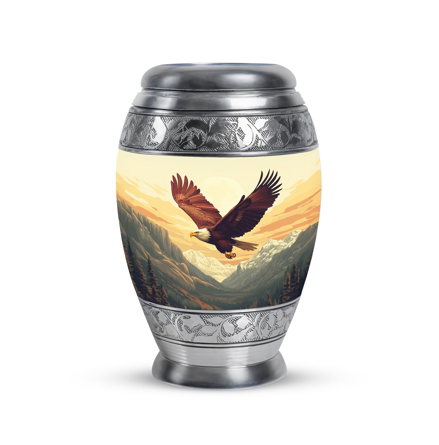 Gold Sacred Eagle Cremation Urns for Human Ashes - 10-inch, 200 cu in - Yatskia