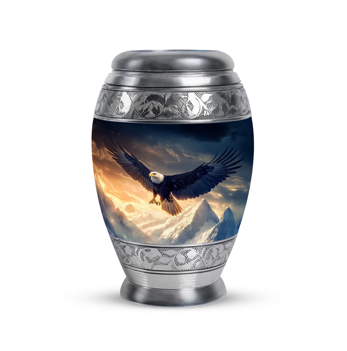 Timeless Blue Eagle Cremation Urn for Ashes - 10-inch, 200 cu in - Yatskia