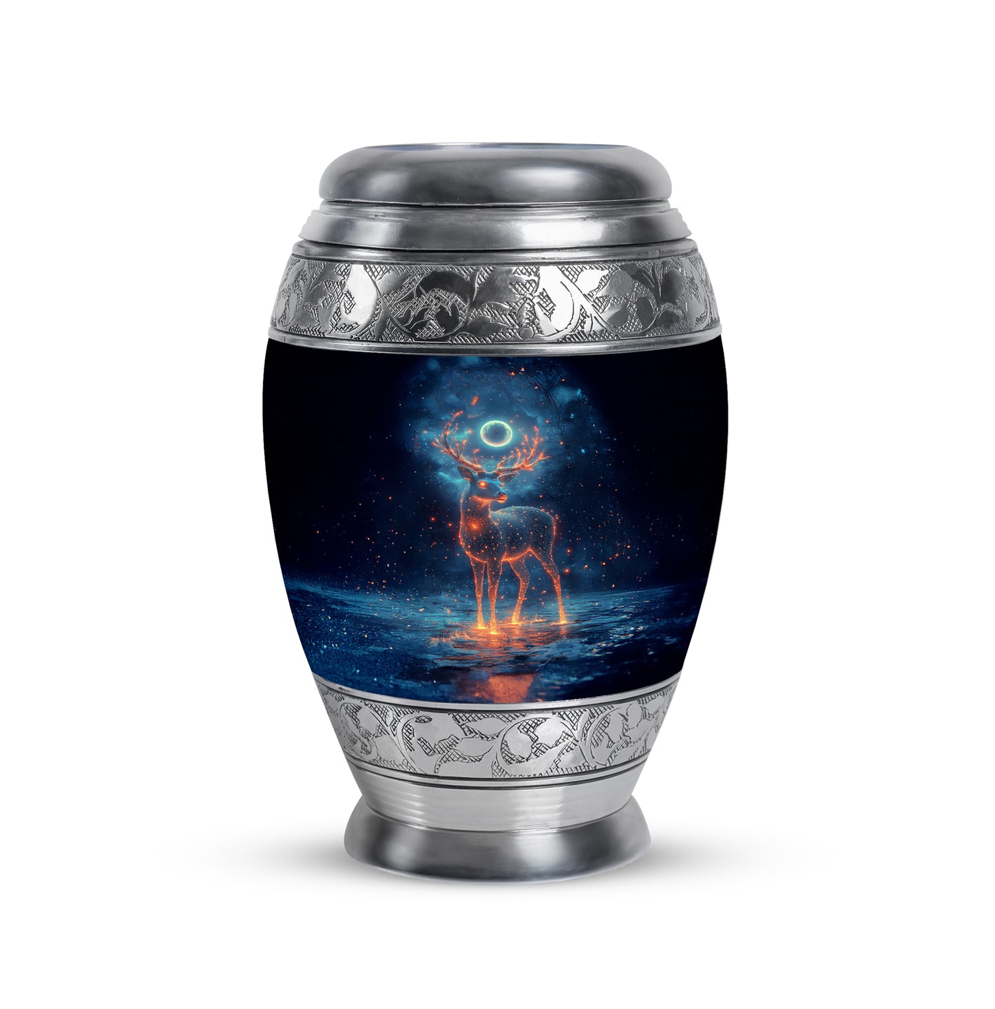 Black Serene Deer Memorial Urn for Ashes - 10-inch, 200 cu in - Yatskia