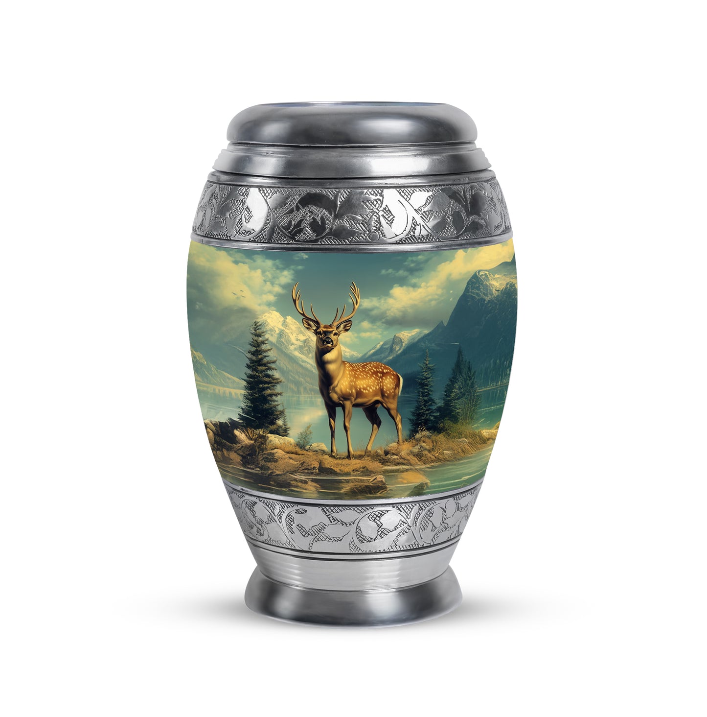 Personalized Teal Deer Cremation Urns for Ashes - Transcendent 10-inch - Yatskia