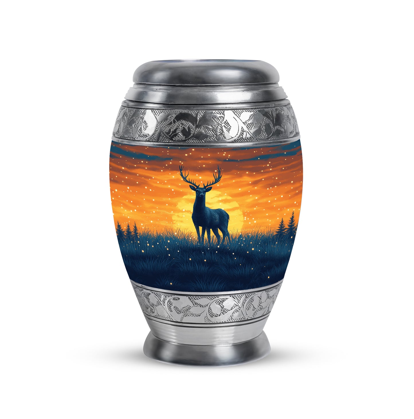 Illustrious Deer Memorial Cremation Urns - Blue 10-inch, 200 cu in - Yatskia