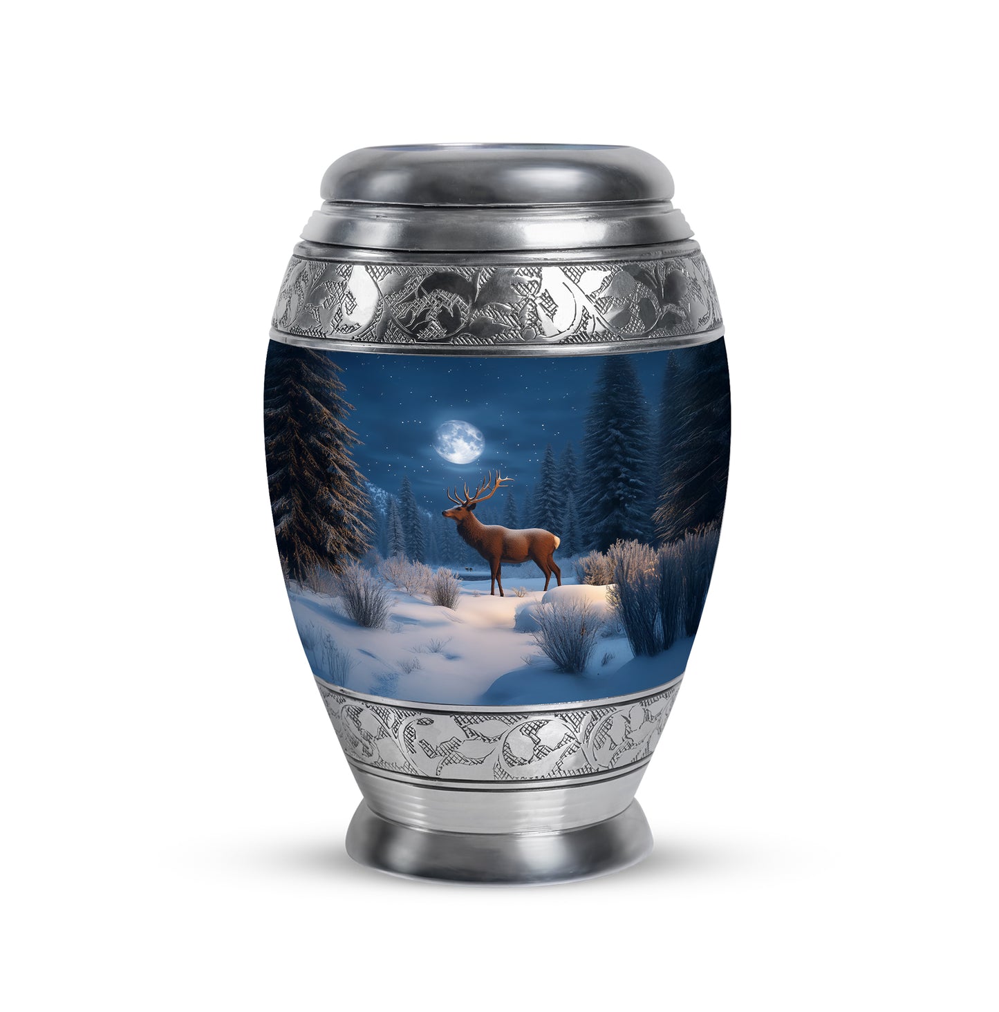 Blue Serene Deer Memorial Urn for Ashes - 10-inch, 200 cu in - Yatskia