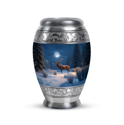 Blue Serene Deer Memorial Urn for Ashes - 10-inch, 200 cu in - Yatskia