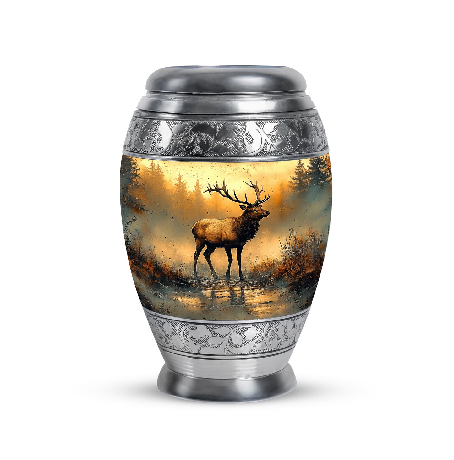 Personalized Gold Cherished Deer Cremation Urns for Human Ashes - 10-inch, 200 cu in - Yatskia