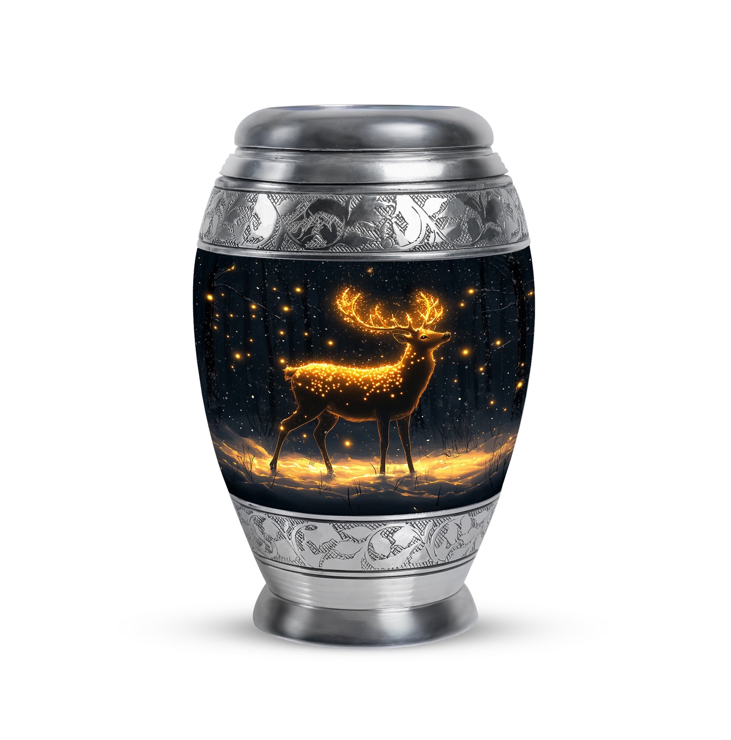 Inspiring Black Deer Remembrance Urn for Human Ashes - 10-inch, 200 cu in - Yatskia