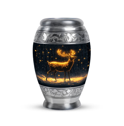 Inspiring Black Deer Remembrance Urn for Human Ashes - 10-inch, 200 cu in - Yatskia