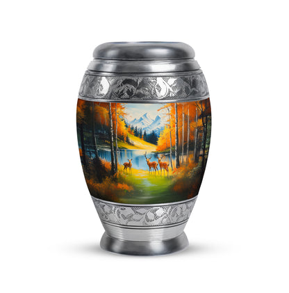 Blessed Deer Cremation Urns for Human Ashes - Teal 10-inch - Yatskia