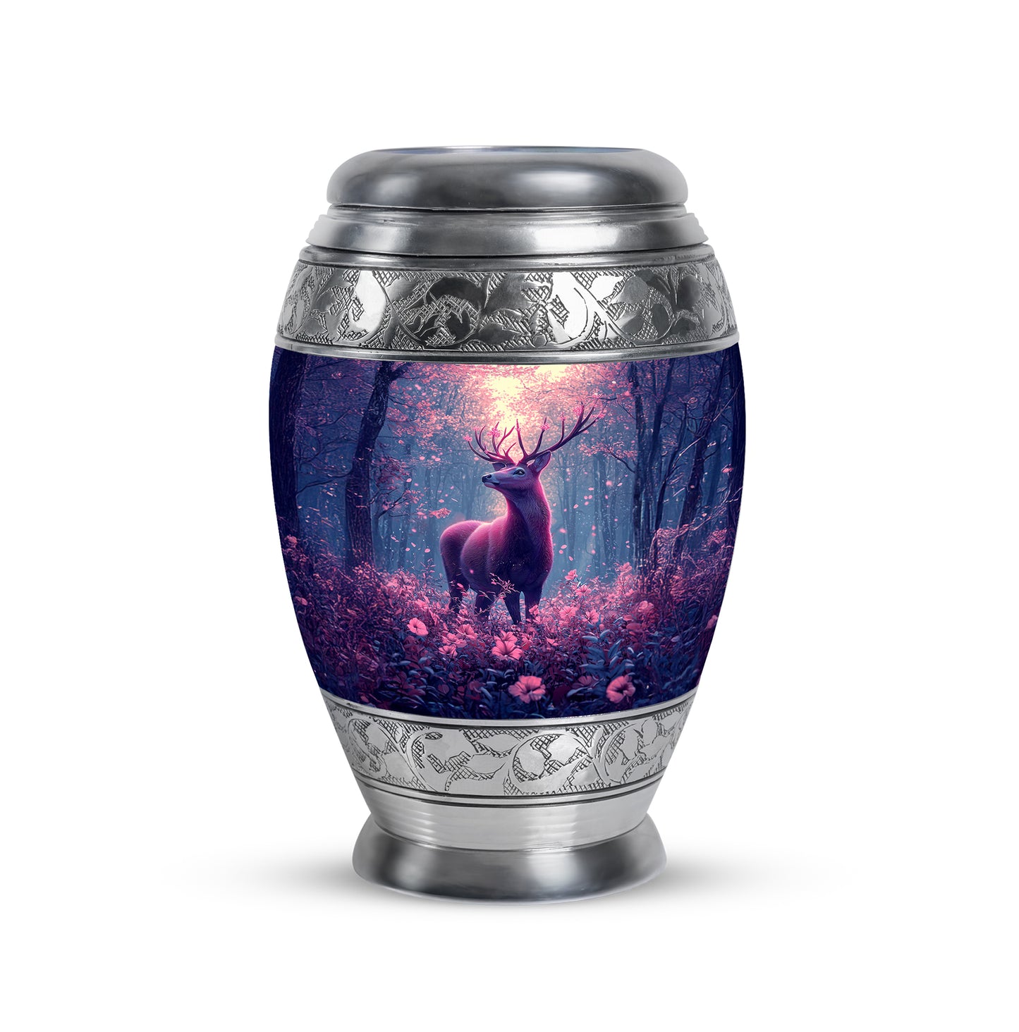 Blue Breathtaking Deer Memorial Urn for Ashes - 10-inch, 200 cu in - Yatskia