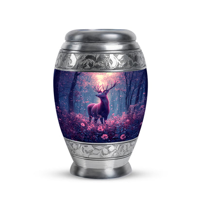 Blue Breathtaking Deer Memorial Urn for Ashes - 10-inch, 200 cu in - Yatskia
