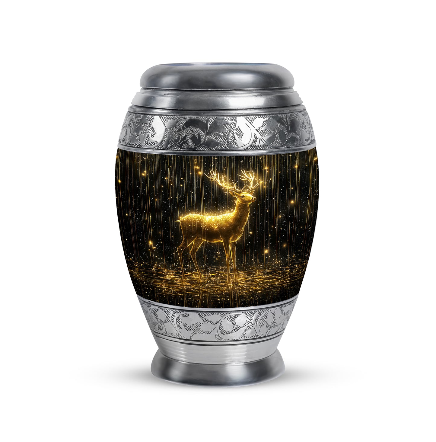 Resplendent Black Deer Cremation Urn for Ashes - 10-inch, 200 cu in - Yatskia