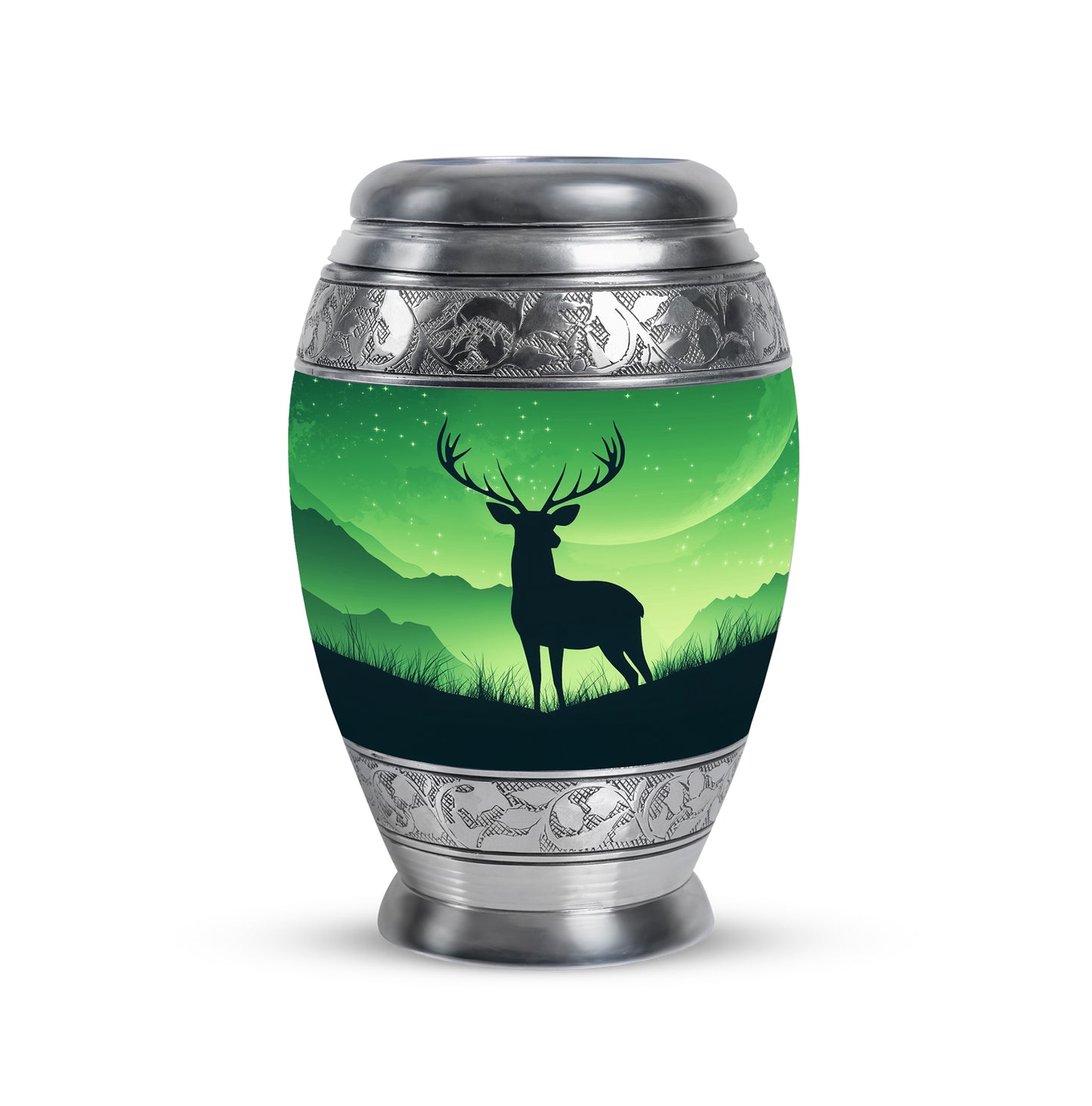 Personalized Green Deer Cremation Urns for Ashes - Peaceful 10-inch - Yatskia