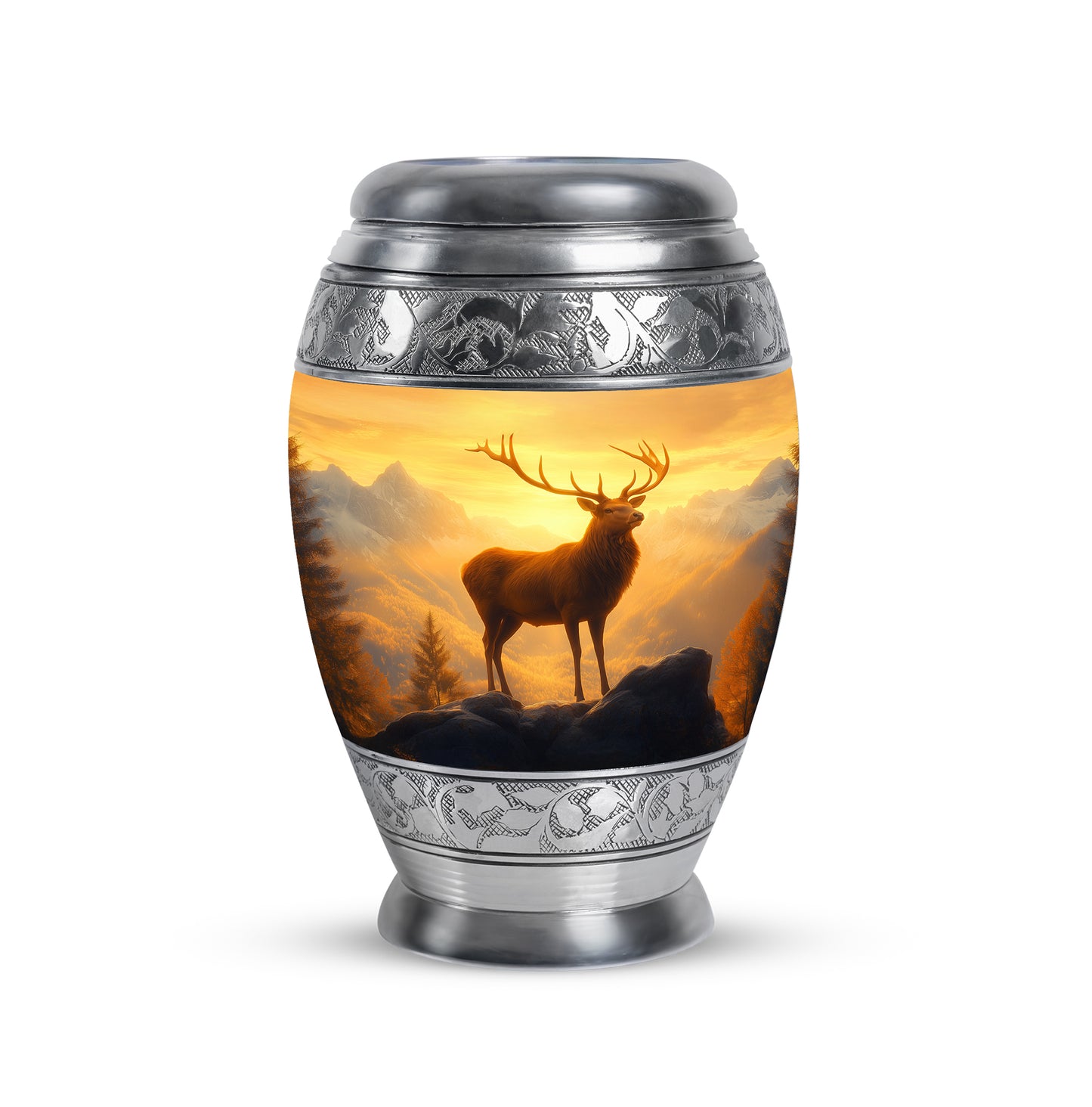 Gold Exquisite Deer Memorial Urn for Ashes - 10-inch, 200 cu in - Yatskia