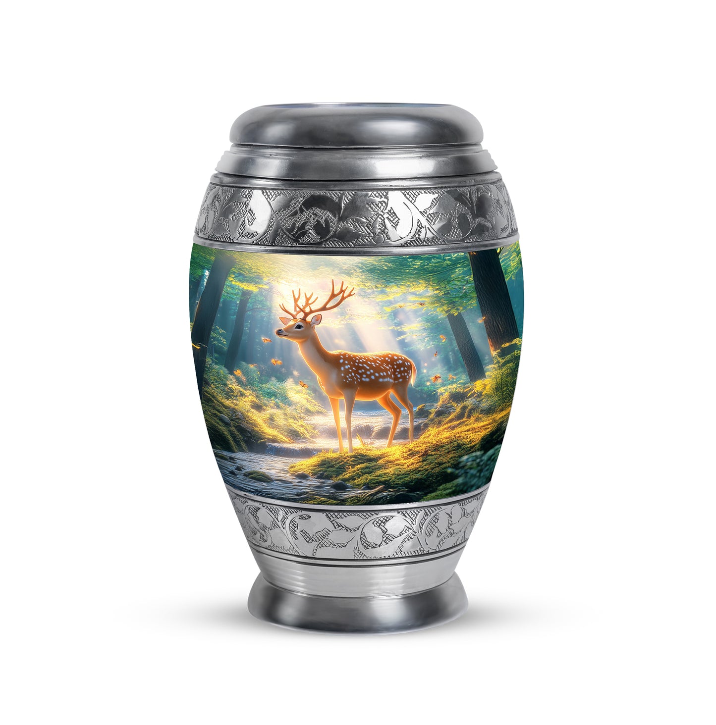 Remarkable Deer Memorial Cremation Urns - Blue 10-inch, 200 cu in - Yatskia