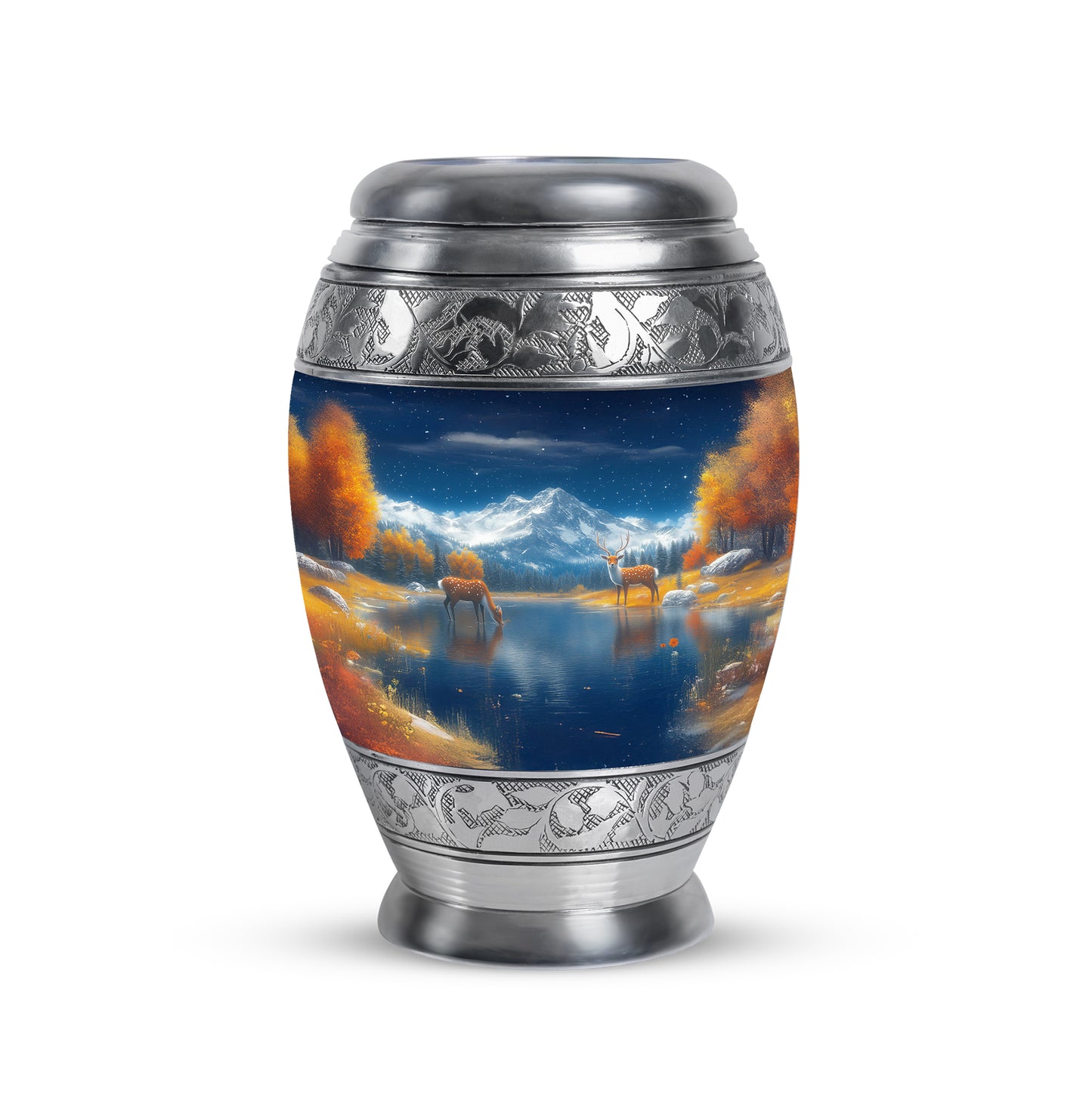 Radiant Deer Memorial Cremation Urns - Blue 10-inch, 200 cu in - Yatskia