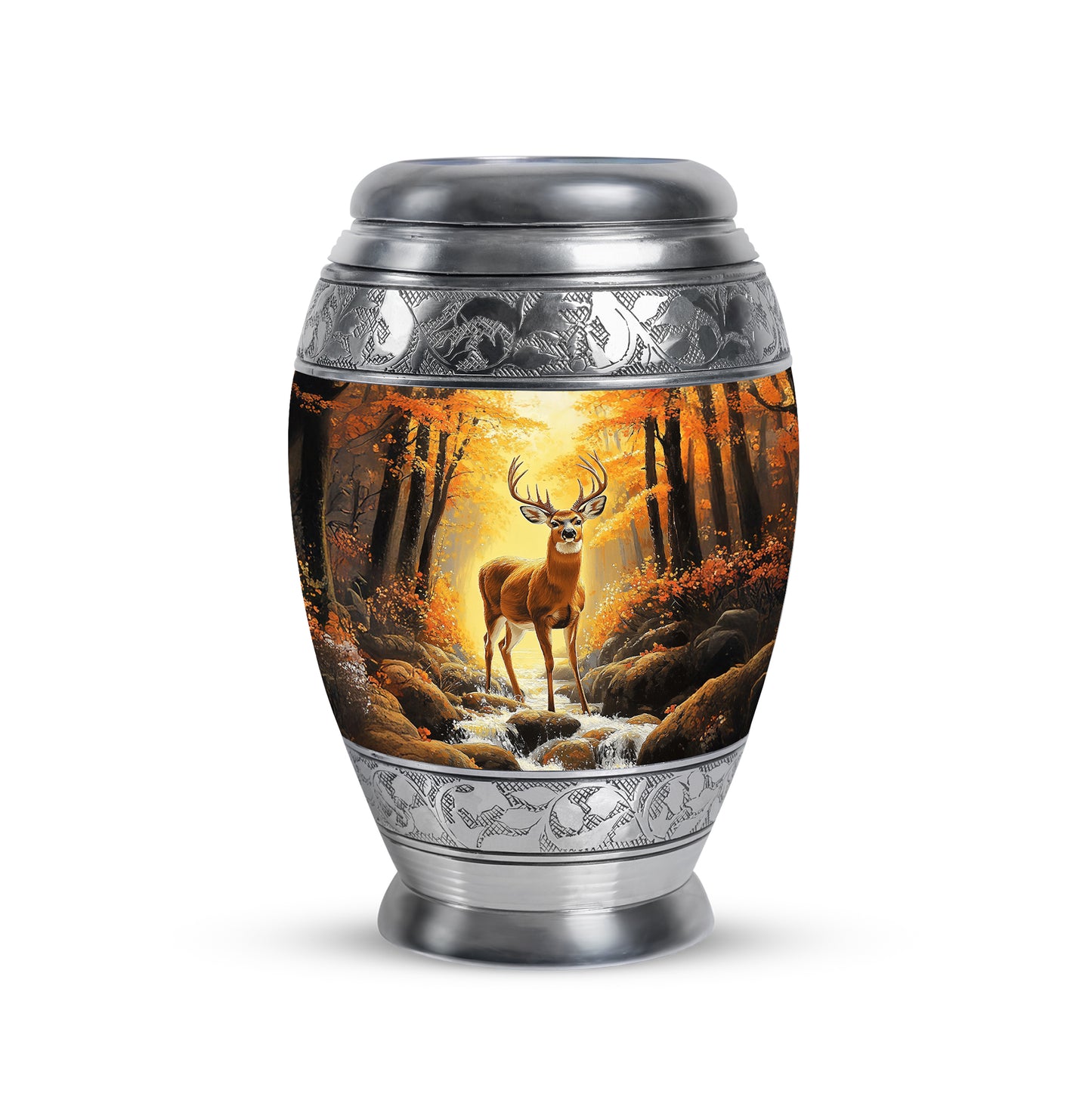 Gold Serene Deer Memorial Urn for Ashes - 10-inch, 200 cu in - Yatskia
